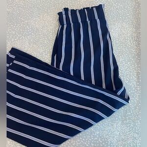 Blue striped flowy pants